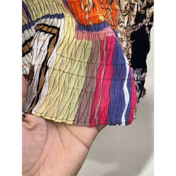 Y2K 90s Maximalist Eclectic Plisse Top S Indie Patchwork Collage Artwear Boho - Picture 6 of 12